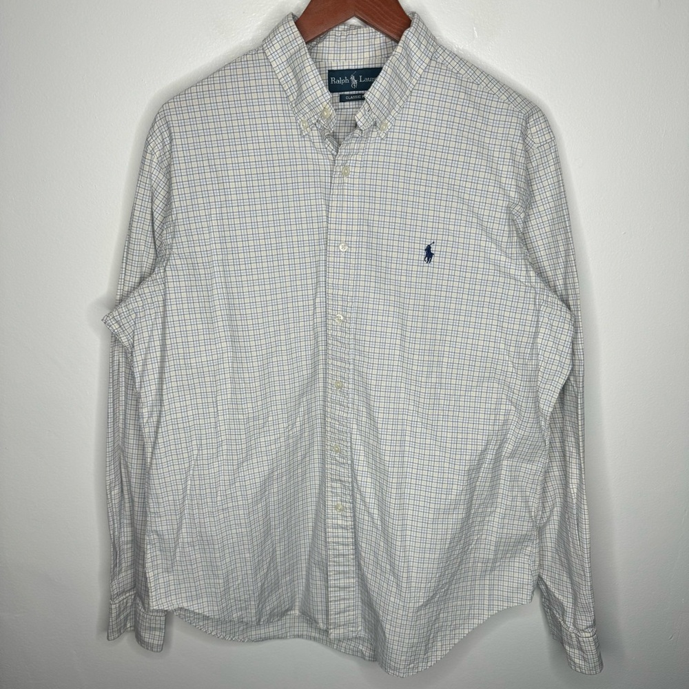 Ralph Lauren Classic Fit 100% Cotton Long Sleeve Button Down Size 16 1/2 - 36/37